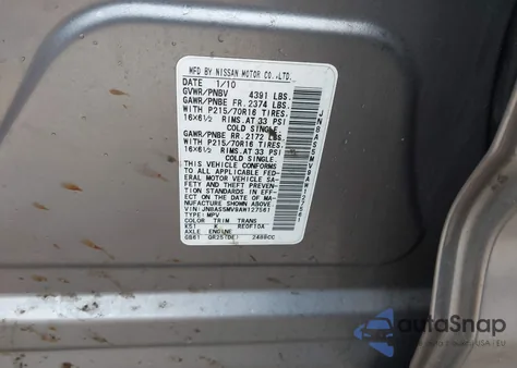 2010 Nissan Rogue S z USA, uszkodzony, nr VIN JN8AS5MV9AW127561